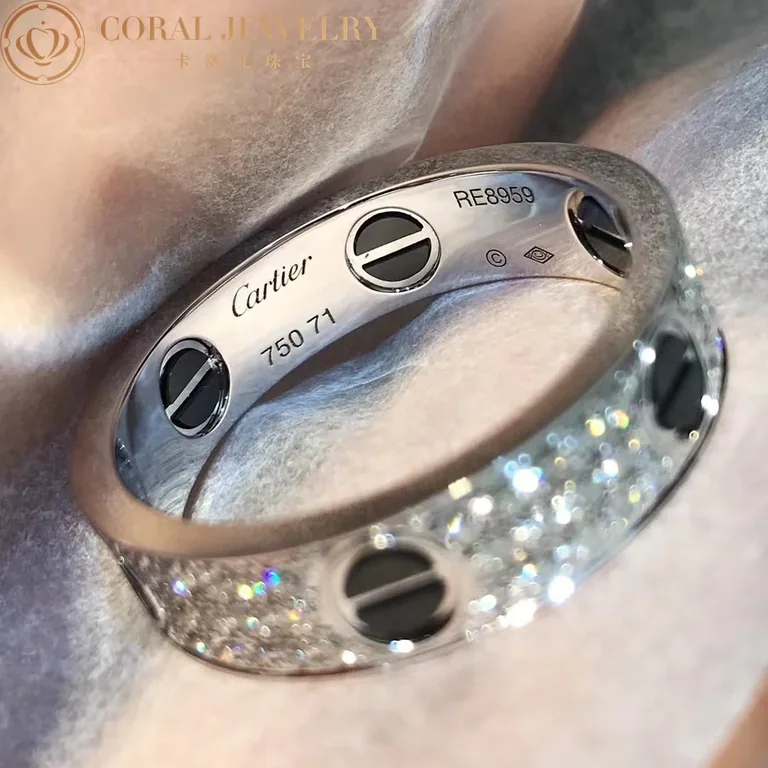 Cartier Love Ring B4207600 Diamond-paved Ceramic White Gold 3