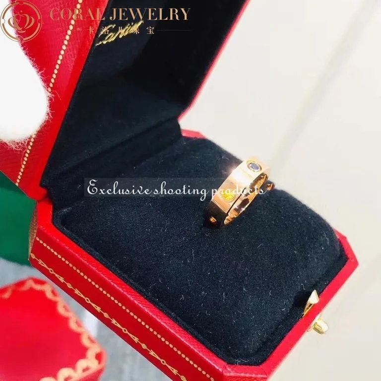 Cartier Love Ring B4087800 Rose Gold Sapphires Garnets Amethyst 9
