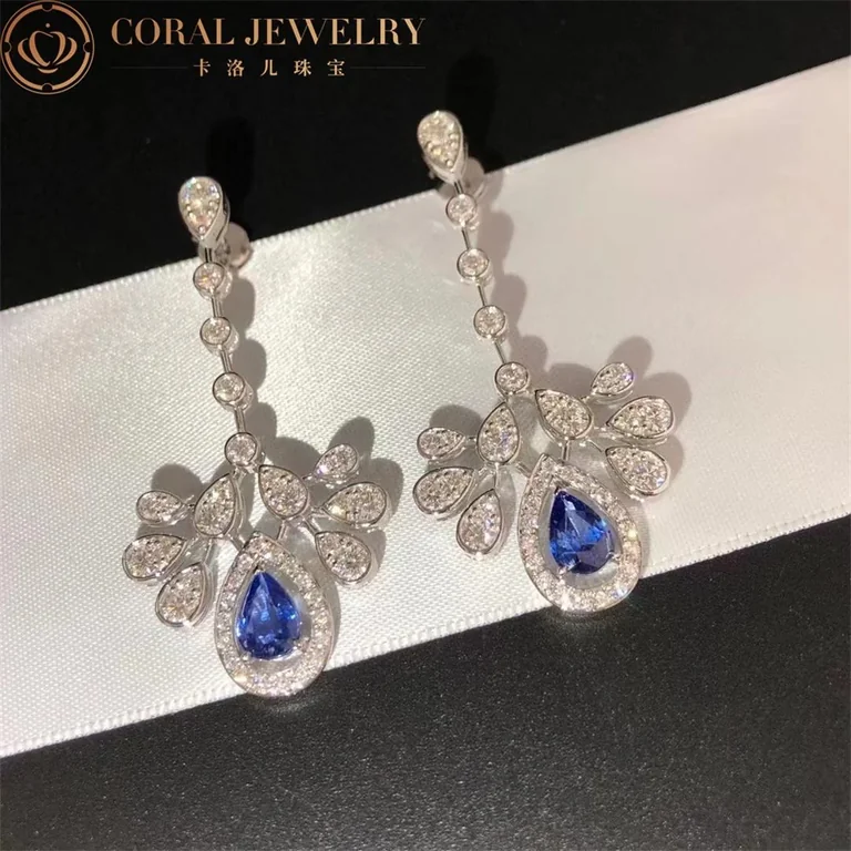Chaumet Joséphine Aigrette Impériale 083460 Earrings White Gold Sapphires Diamond 9