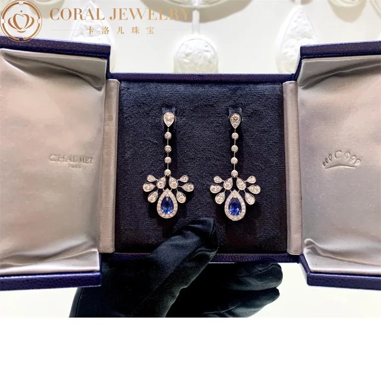 Chaumet Joséphine Aigrette Impériale 083460 Earrings White Gold Sapphires Diamond 2