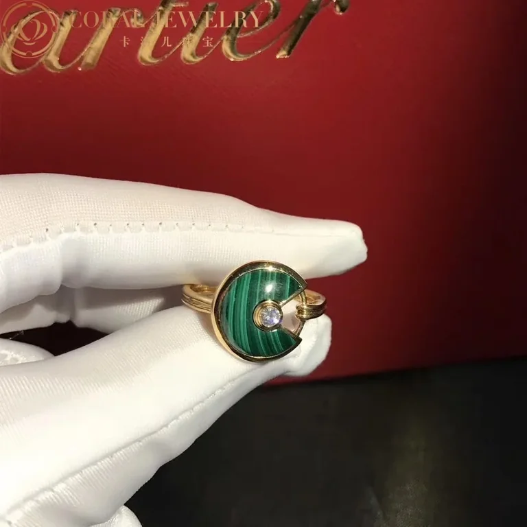 Cartier Amulette De Cartier Ring B4217600 XS Model Malachite 6