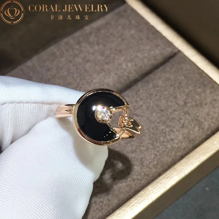 Cartier Amulette De Cartier Ring B4213200 XS Model Onyx 5