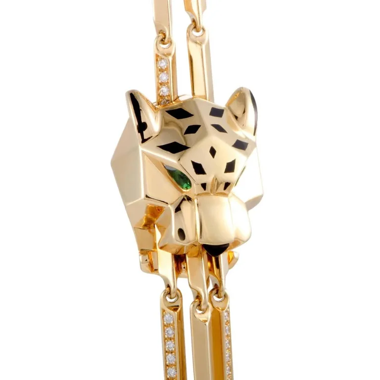 Cartier Panthère de Cartier Necklace Yellow Gold Diamond Emerald Onyx and Black Enamel Long Necklace16