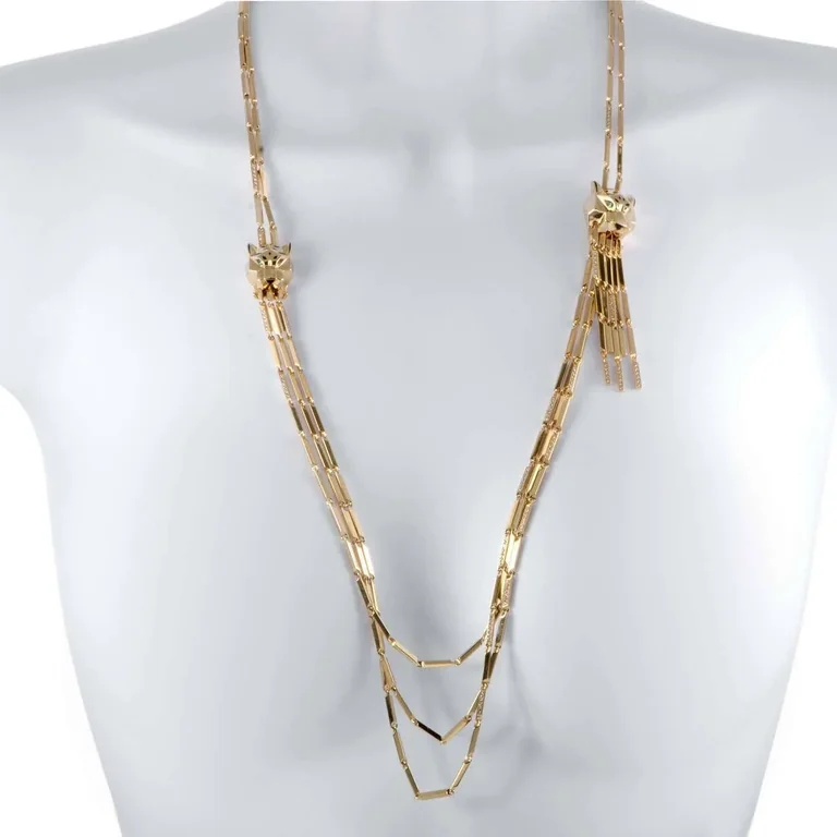 Cartier Panthère de Cartier Necklace Yellow Gold Diamond Emerald Onyx and Black Enamel Long Necklace15