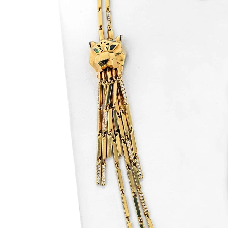 Cartier Panthère de Cartier Necklace Yellow Gold Diamond Emerald Onyx and Black Enamel Long Necklace14