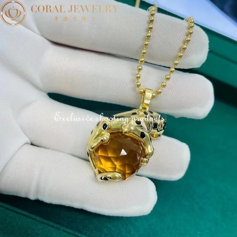 Cartier Panthère De N7424120 Cartier Necklace Yellow Gold Citrine Bead Tsavorite and 5 Diamonds 4