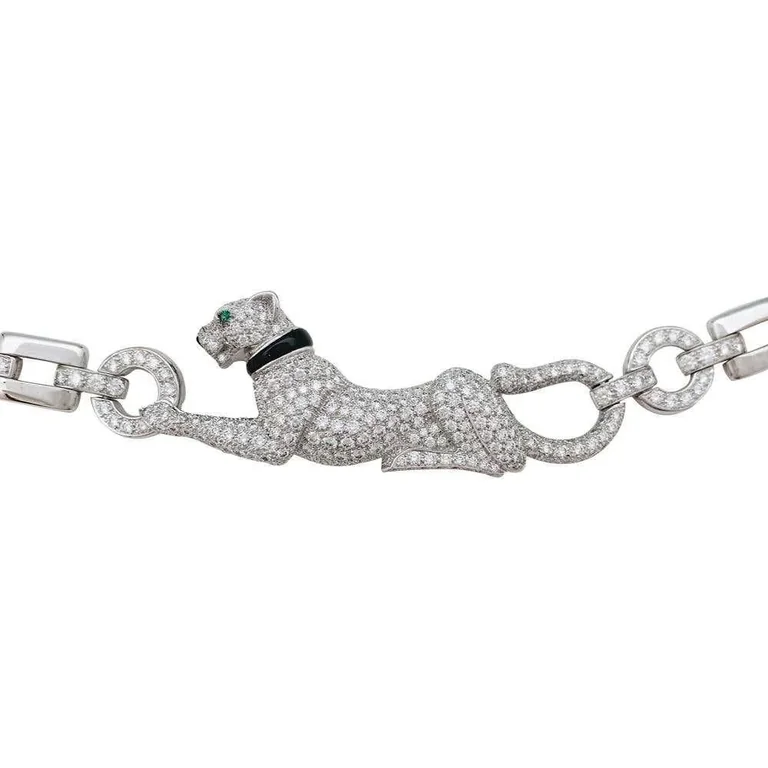 Cartier Panthère de N7048600 Cartier Necklace White Gold with Diamonds Emerald and Onyx 3