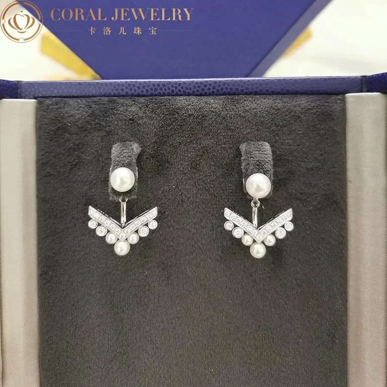 Chaumet Joséphine Aigrette 083293 Earring White Gold Pearls Diamonds 7