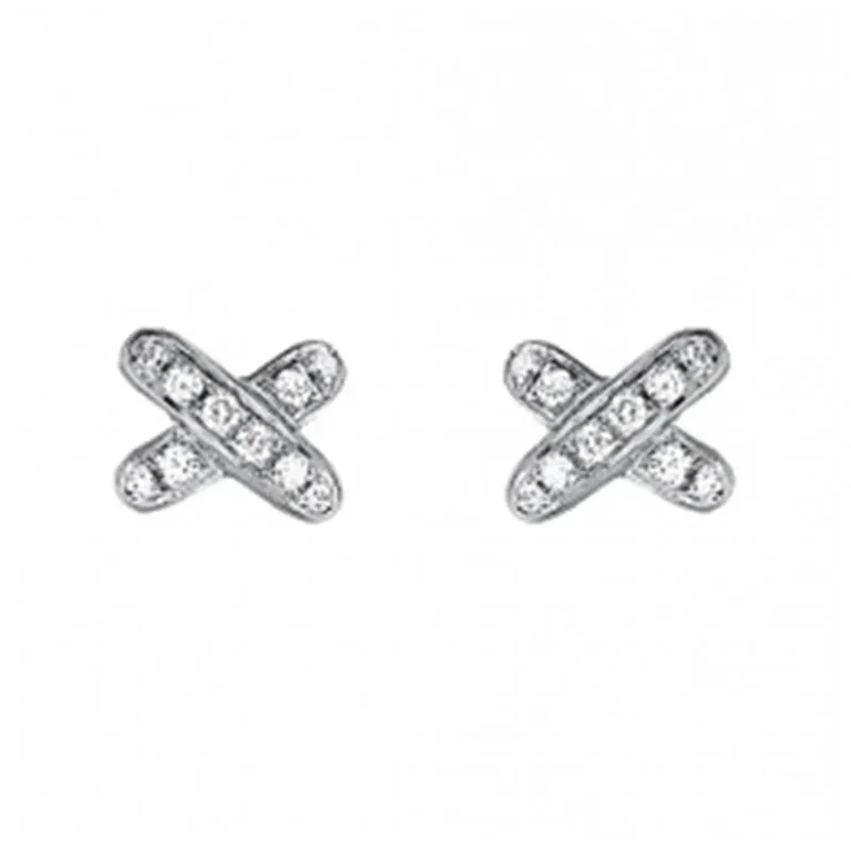Chaumet Earrings 080048 Jeux de Liens White Gold Diamond Stud 1