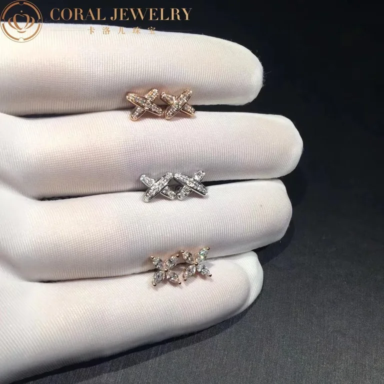 Chaumet Earrings 080048 Jeux de Liens White Gold Diamond Stud 4