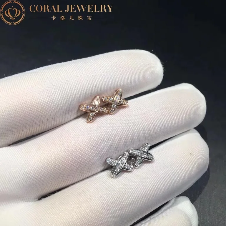 Chaumet Earrings 080048 Jeux de Liens White Gold Diamond Stud 2