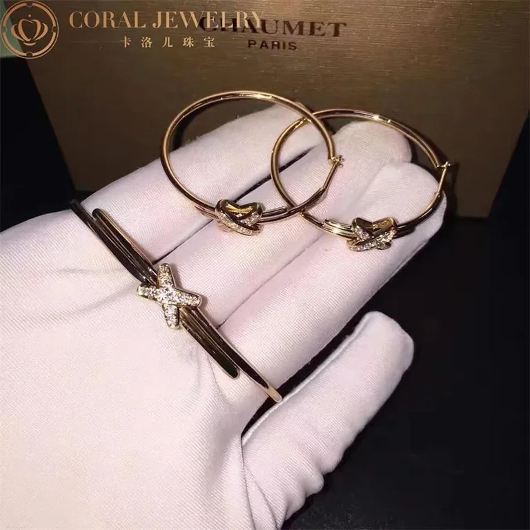 Chaumet 354316 Jeux De Liens Hoop Earrings Yellow Gold and Diamond 4