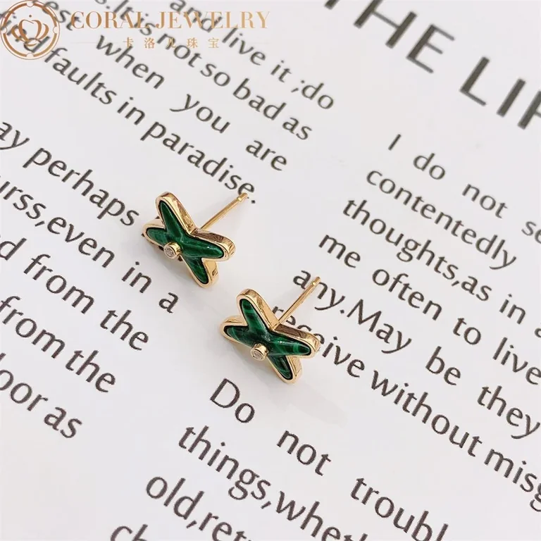 Chaumet Jeux De Liens Earring 083975 Rose Gold Malachite Diamond 7