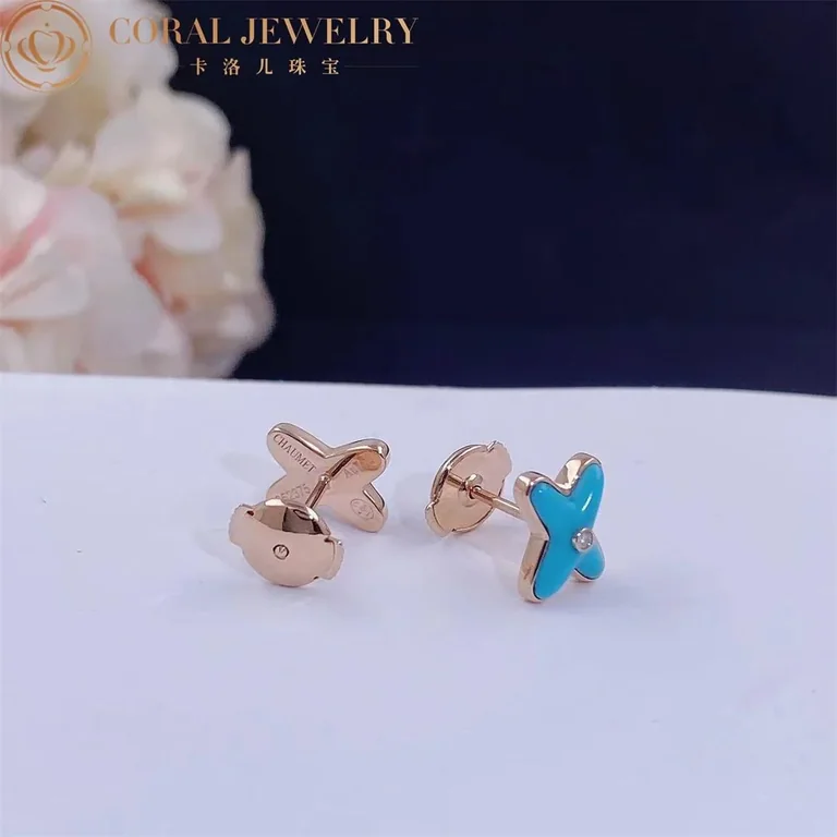 Chaumet Jeux De Liens 083465 Earring Rose Gold Turquoise Diamond 3
