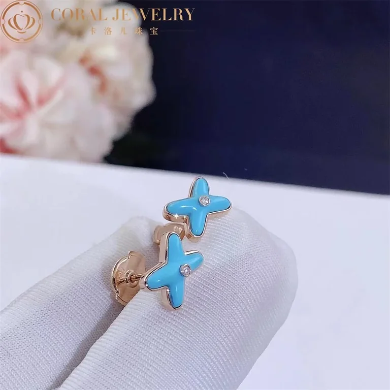 Chaumet Jeux De Liens 083465 Earring Rose Gold Turquoise Diamond 2