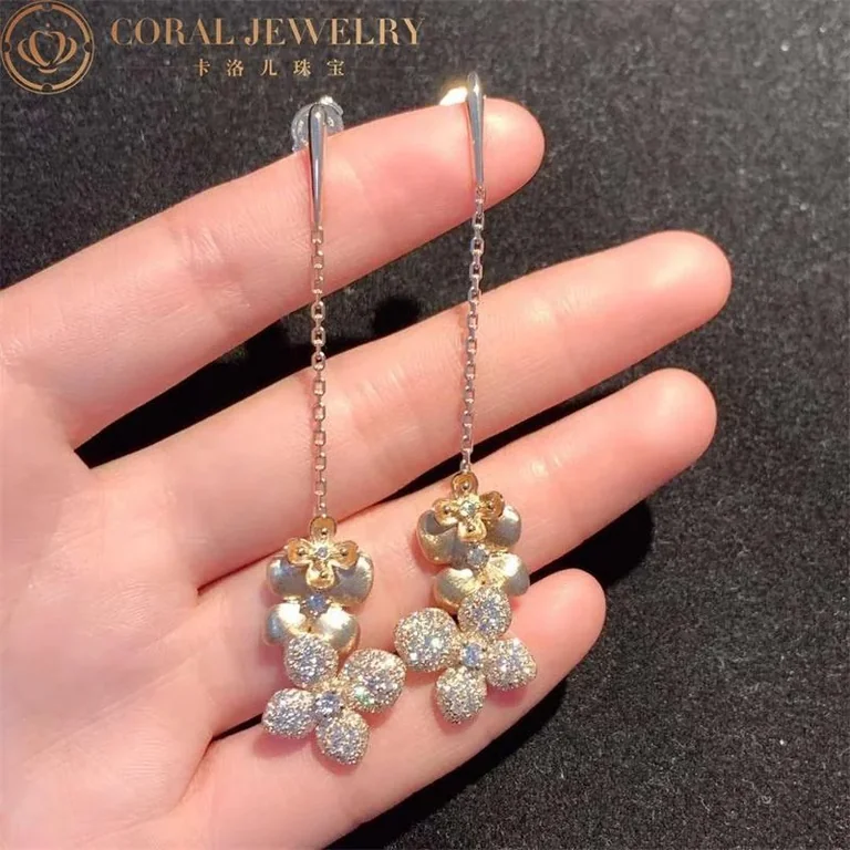 Chaumet 083139 Hortensia Astres d?or brushed rose gold and diamond drop earrings 6