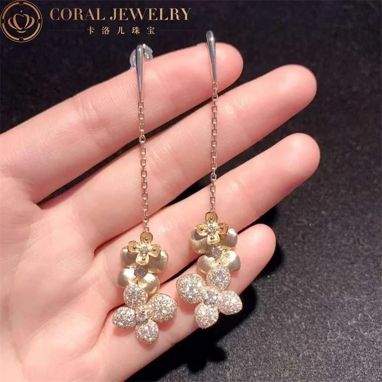 Chaumet 083139 Hortensia Astres d?or brushed rose gold and diamond drop earrings 5