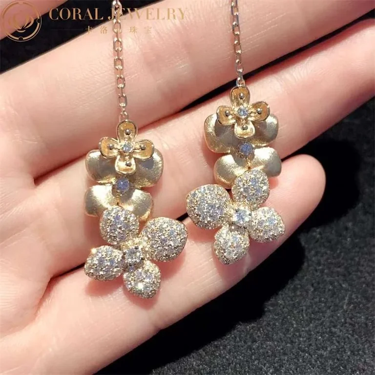 Chaumet 083139 Hortensia Astres d?or brushed rose gold and diamond drop earrings 3