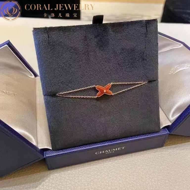 Chaumet 085123 Jeux De Liens Carnelian Bracelet Rose Gold Carnelian Diamond 6
