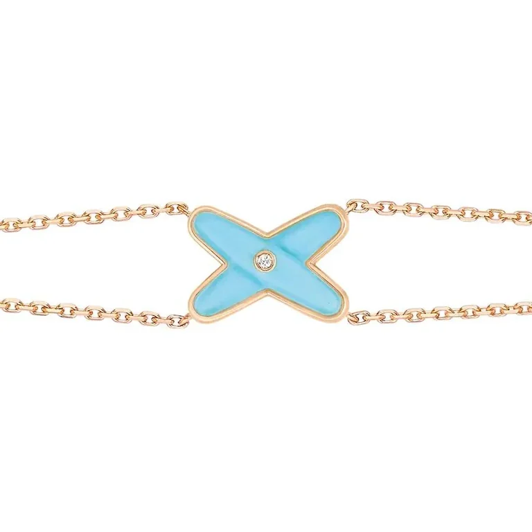 Chaumet 082935 Jeux De Liens Bracelet Rose Gold Turquoise Diamond 2