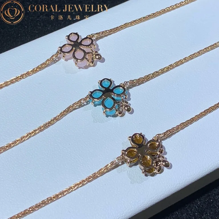 Chaumet Hortensia Eden 083534 Pink Gold Turquoise Diamond Bracelet 5
