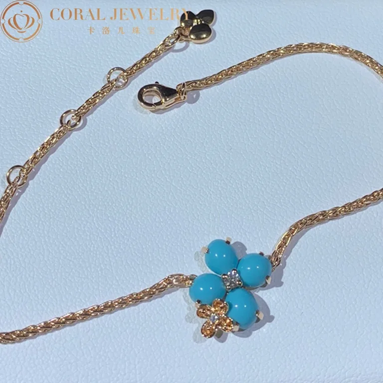 Chaumet Hortensia Eden 083534 Pink Gold Turquoise Diamond Bracelet 2