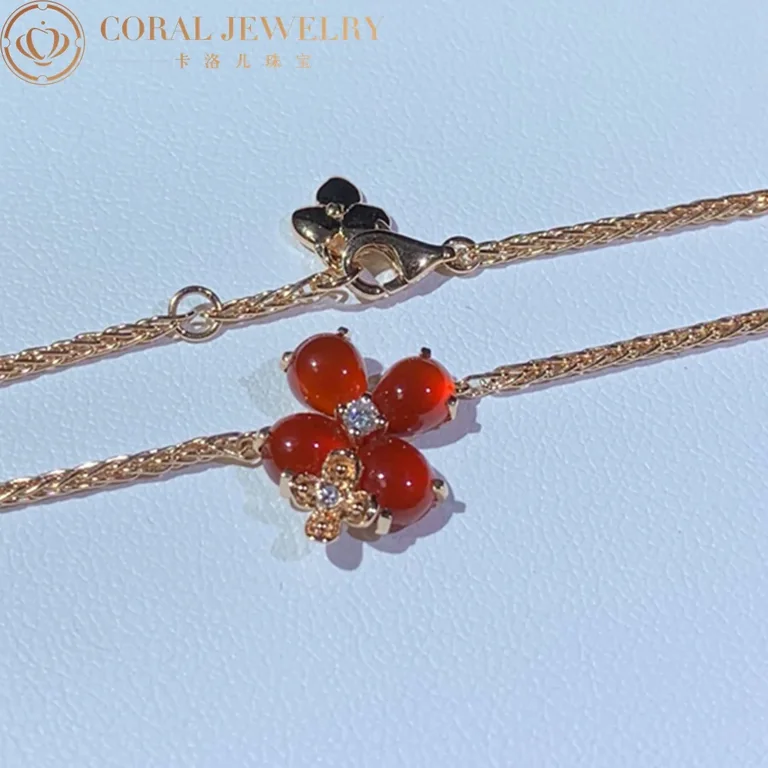 Chaumet Hortensia Aube Rosee 083532 Pink Gold Carnelian Diamond Bracelet 4