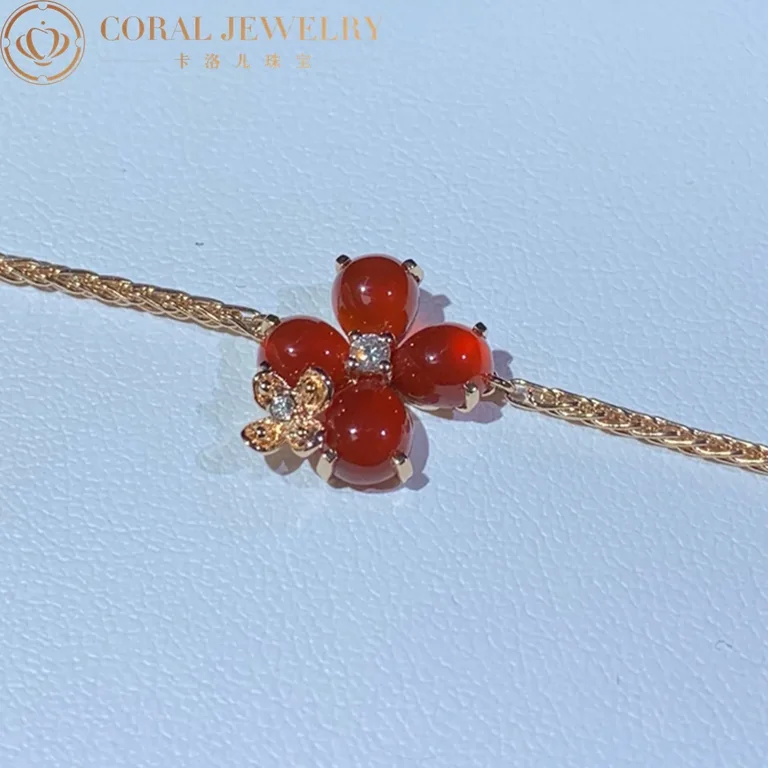Chaumet Hortensia Aube Rosee 083532 Pink Gold Carnelian Diamond Bracelet 3