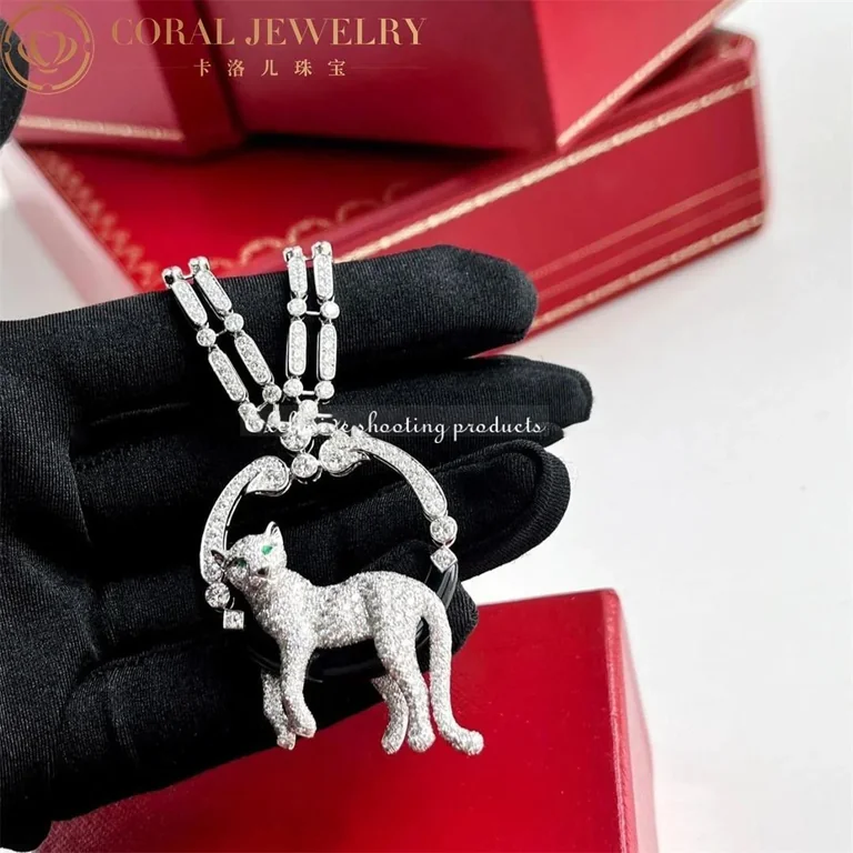 Cartier HP700939 Panthère De Cartier Necklace Platinum Emeralds Onyx Diamonds 11