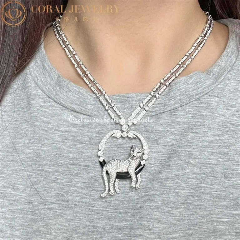 Cartier HP700939 Panthère De Cartier Necklace Platinum Emeralds Onyx Diamonds 8