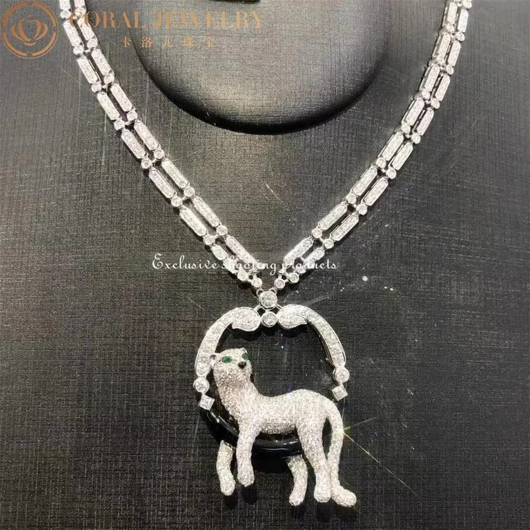 Cartier HP700939 Panthère De Cartier Necklace Platinum Emeralds Onyx Diamonds 6