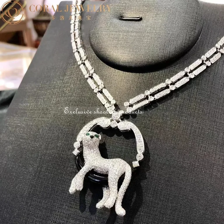 Cartier HP700939 Panthère De Cartier Necklace Platinum Emeralds Onyx Diamonds 4