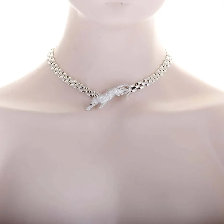 Cartier Panthère De Cartier Necklace Maillon Panthere Diamond Emerald and Onyx Collar Necklace 3