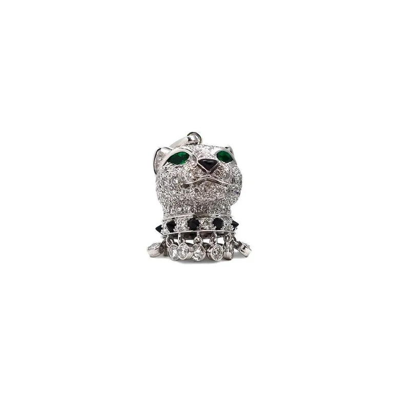 Cartier Panthère De Cartier Necklace Diamond Emerald Onyx White Gold Pendant Necklace 11