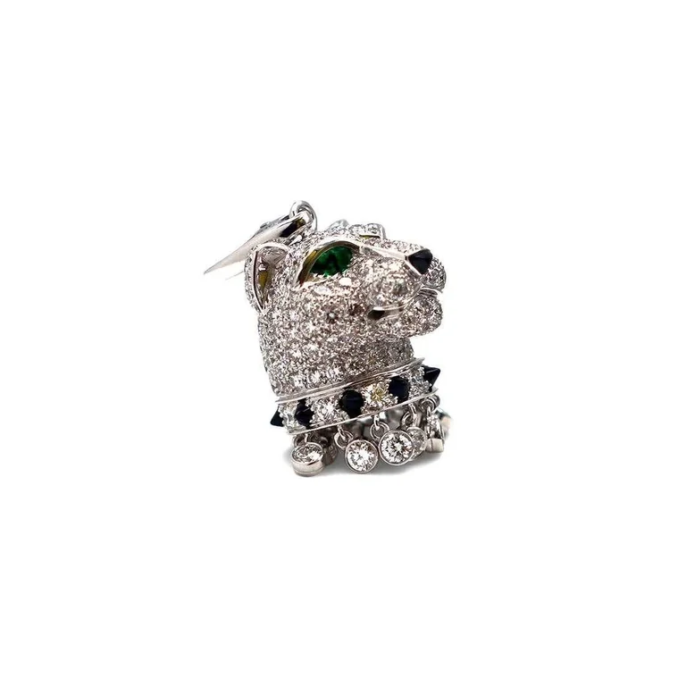 Cartier Panthère De Cartier Necklace Diamond Emerald Onyx White Gold Pendant Necklace 9