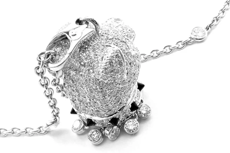 Cartier Panthère De Cartier Necklace Diamond Emerald Onyx White Gold Pendant Necklace 5