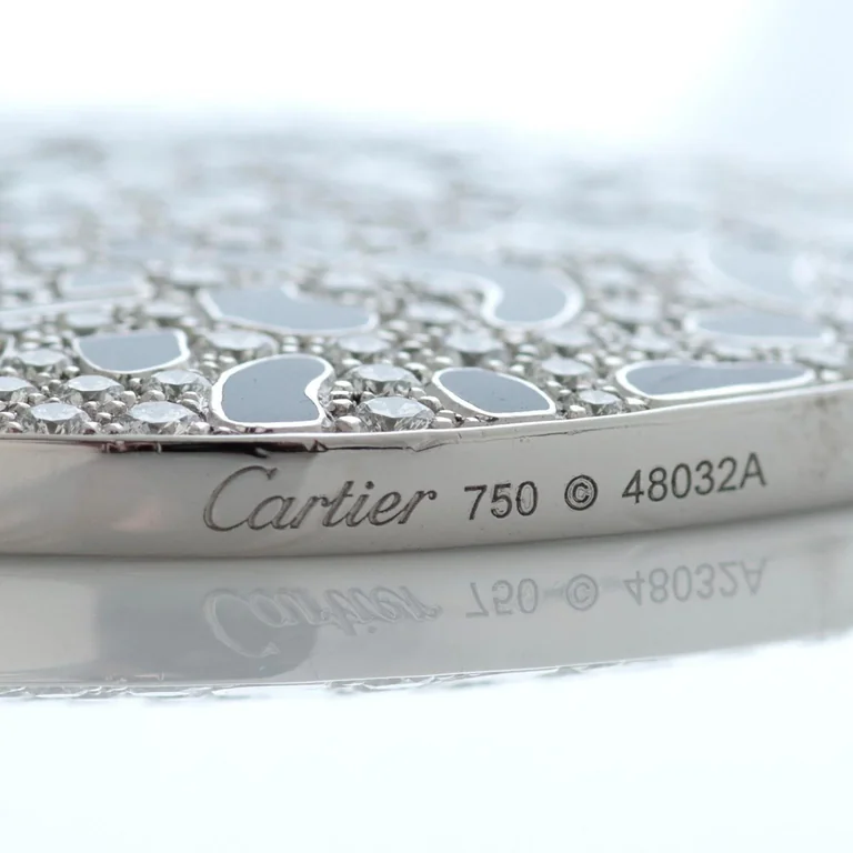Cartier N3014410 Panthère De Cartier Necklace Diamond and Enamel Panther Openwork Disc Pendant on Black Cord Necklace 3