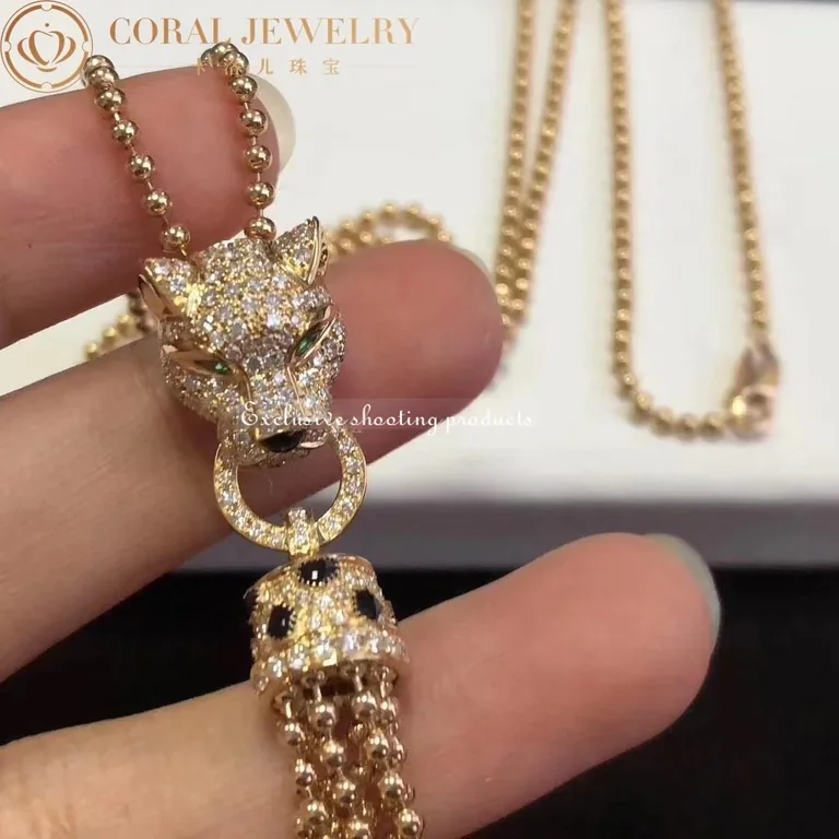 Cartier Panthère de N7424122 Cartier Necklace Yellow Gold Emeralds Onyx 4
