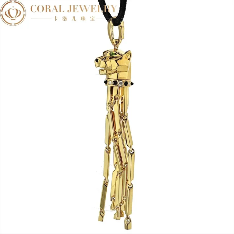 Cartier Panthère de N3023000 Cartier Necklace Yellow Gold Panthere Sautoir On A Black Cord Pendant 10