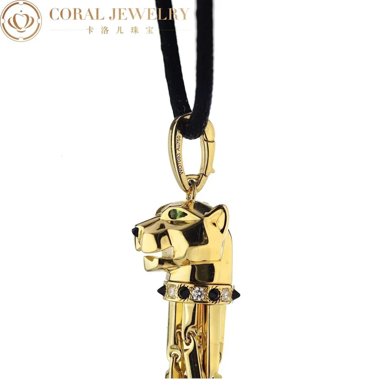 Cartier Panthère de N3023000 Cartier Necklace Yellow Gold Panthere Sautoir On A Black Cord Pendant 9