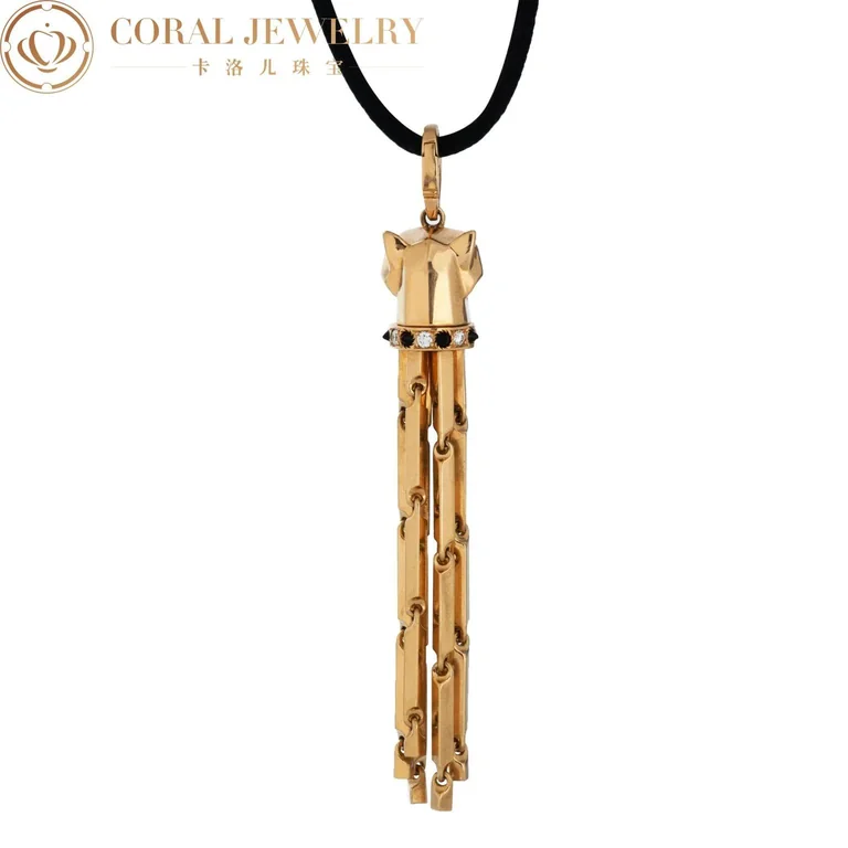 Cartier Panthère de N3023000 Cartier Necklace Yellow Gold Panthere Sautoir On A Black Cord Pendant 8