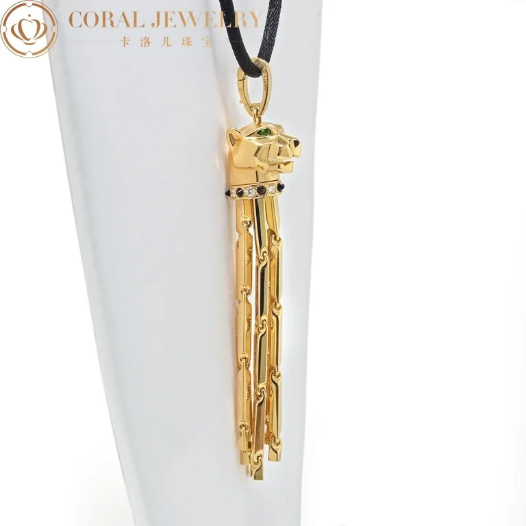 Cartier Panthère de N3023000 Cartier Necklace Yellow Gold Panthere Sautoir On A Black Cord Pendant 4