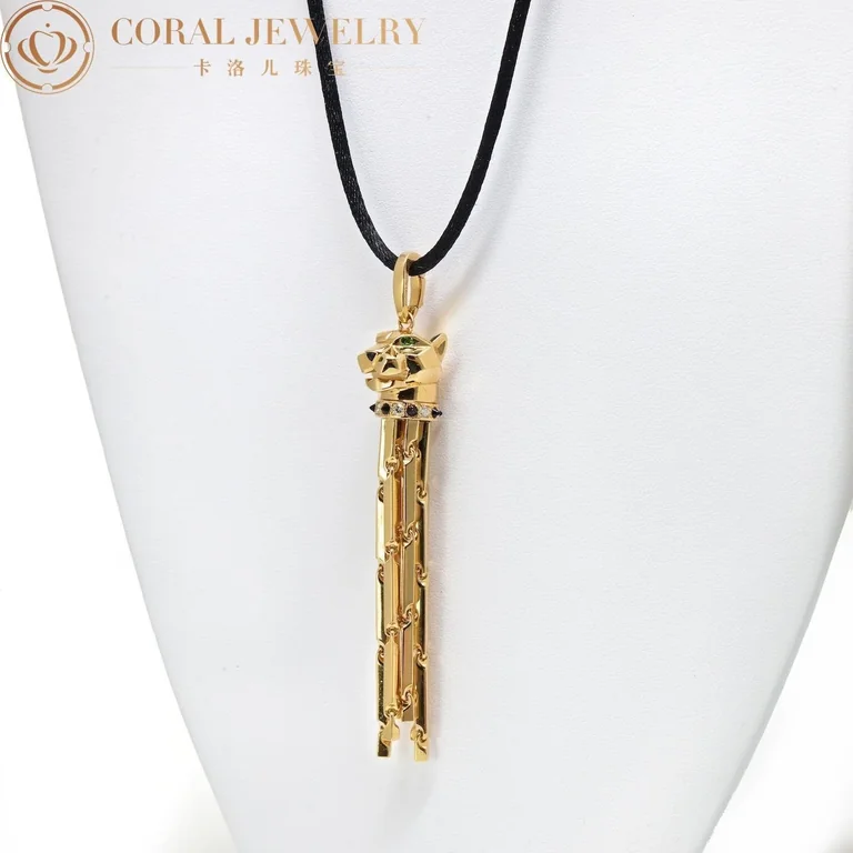 Cartier Panthère de N3023000 Cartier Necklace Yellow Gold Panthere Sautoir On A Black Cord Pendant 2