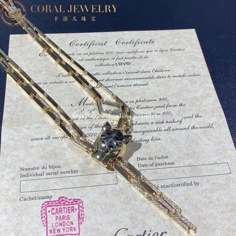 Cartier Panthère de Cartier Necklace Yellow Gold Diamond Peridot Onyx Lacquer Tassel 12