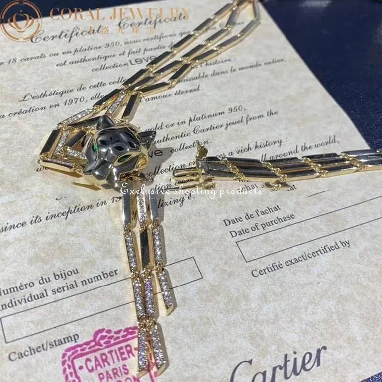 Cartier Panthère de Cartier Necklace Yellow Gold Diamond Peridot Onyx Lacquer Tassel 8