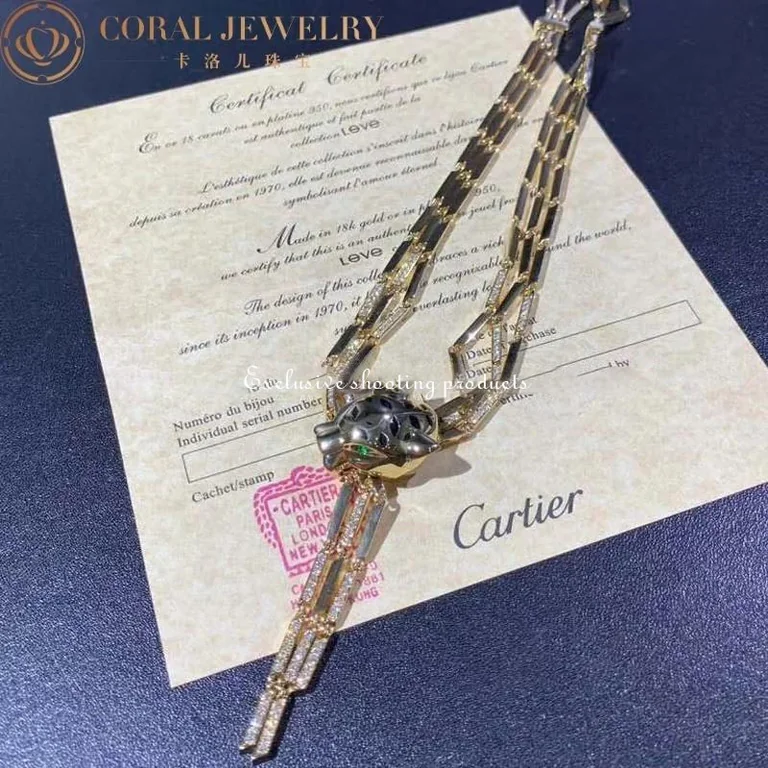Cartier Panthère de Cartier Necklace Yellow Gold Diamond Peridot Onyx Lacquer Tassel 7