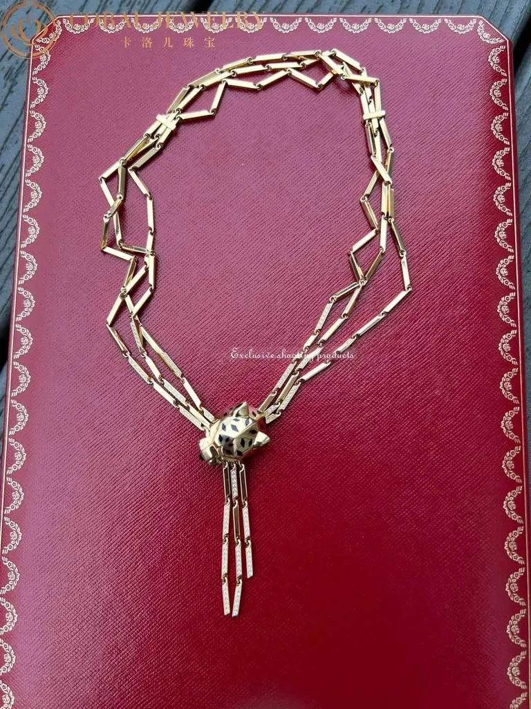 Cartier Panthère de Cartier Necklace Yellow Gold Diamond Peridot Onyx Lacquer Tassel 5