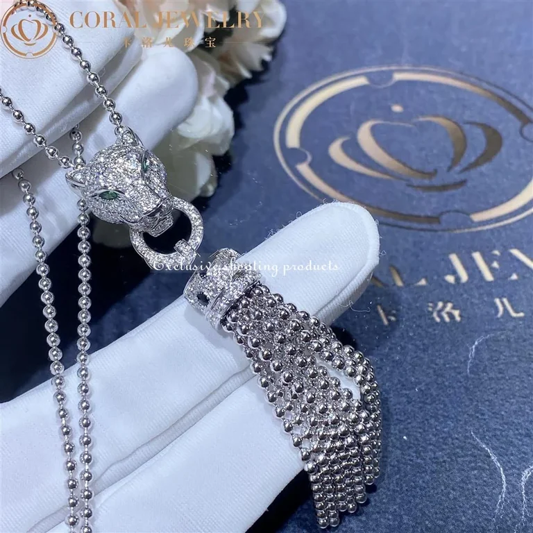Cartier N7424122 Panthère de Cartier Necklace White Gold Emeralds Onyx 8