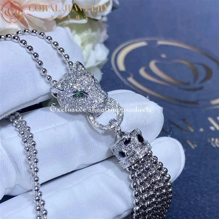 Cartier N7424122 Panthère de Cartier Necklace White Gold Emeralds Onyx 9