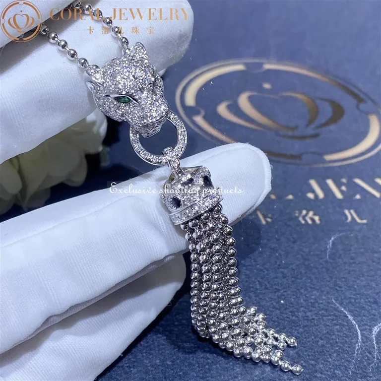 Cartier N7424122 Panthère de Cartier Necklace White Gold Emeralds Onyx 10